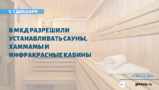 С 1 декабря в МКД разрешили устанавливать сауны, хаммамы и инфракрасные кабины